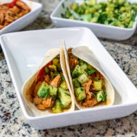Instant Pot Honey BBQ Chicken Tacos + Pineapple Avocado Salsa