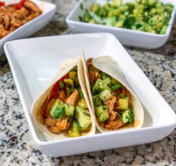 Instant Pot Honey BBQ Chicken Tacos + Pineapple Avocado Salsa Instant Pot Honey BBQ Chicken Tacos + Pineapple Avocado Salsa