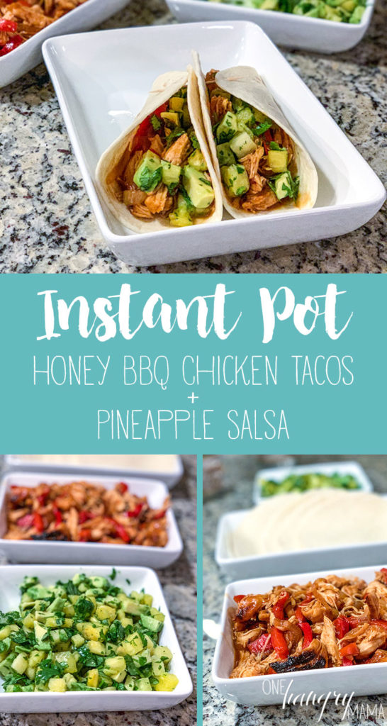 These Instant Pot Honey BBQ Chicken Tacos with Pineapple Avocado Salsa will blow your mind! Super easy, fast, and kid-friendly. TRY THEM! 