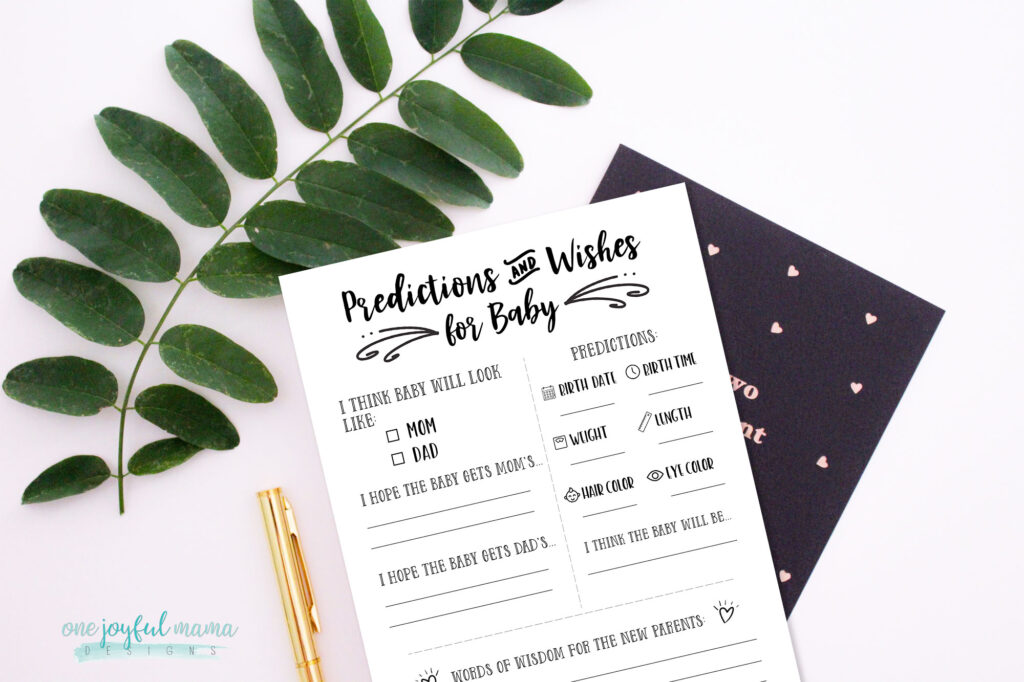 A Predictions for Baby card is a fun activity for guests at a Drive-by Baby Shower.