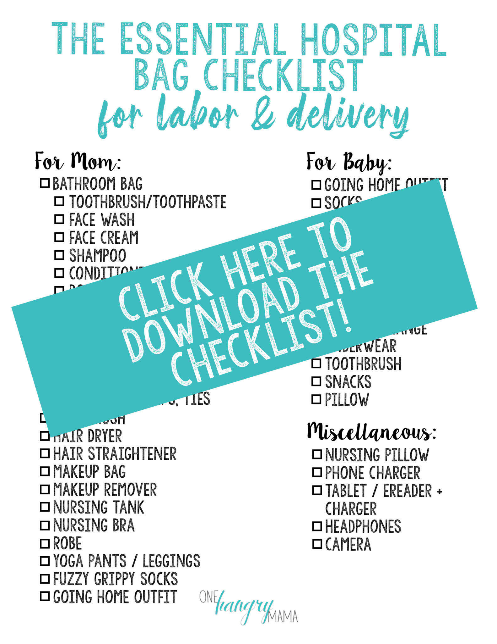 labour hospital bag checklist