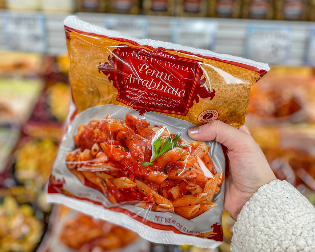 Trader Joe's penne arrabiata – one of their many awesome dairy-free products!