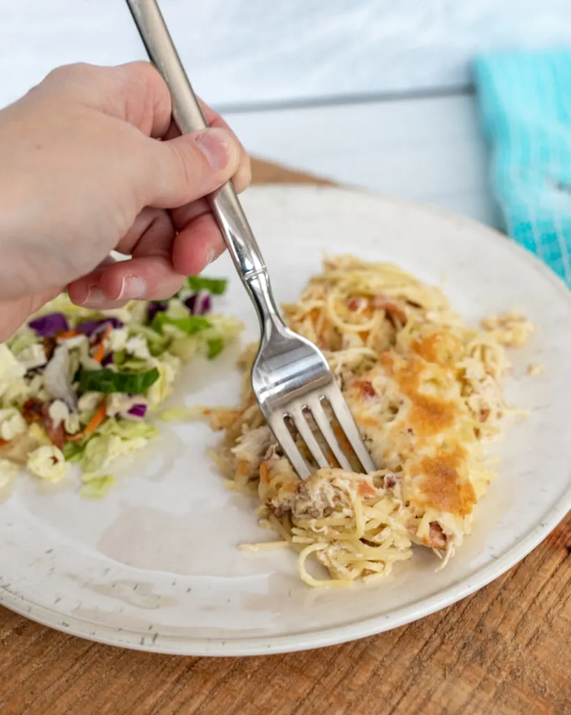 Fork eating Instant Pot Crack Chicken Pasta