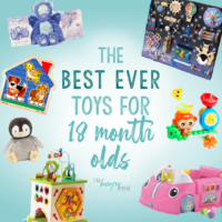 Graphic featuring images of multiple toys for 18-month-olds