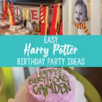 Collage of Harry Potter Party Ideas with text 