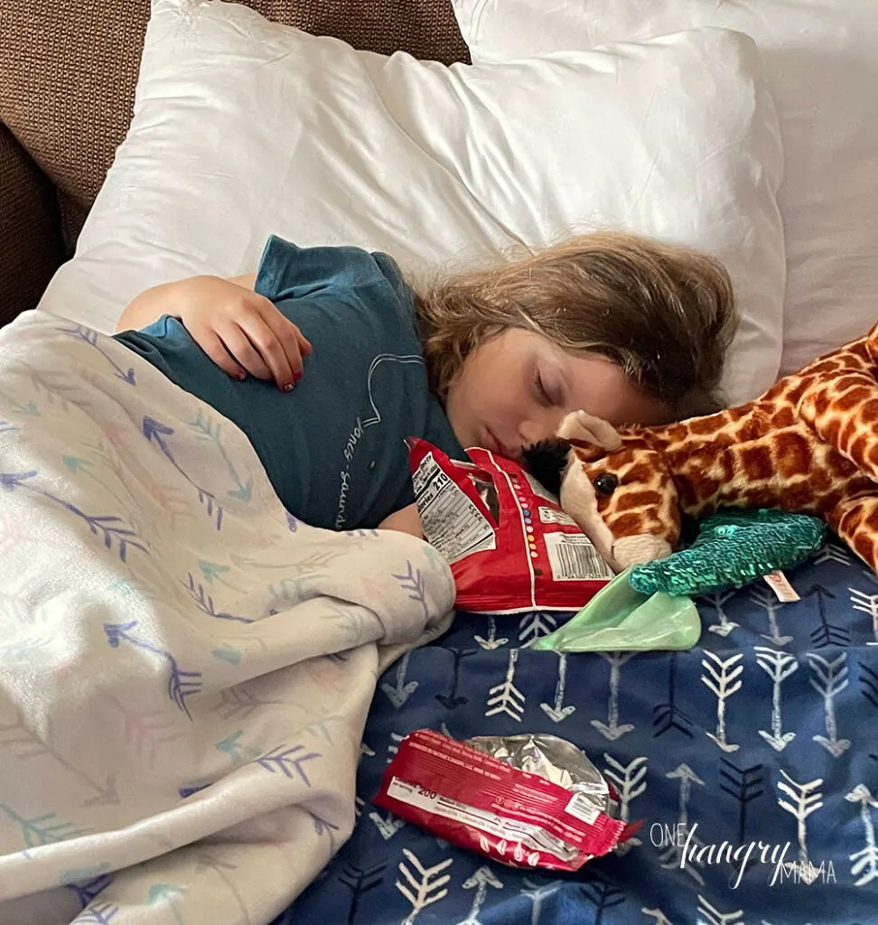 Disney World with toddlers is exhausting! Toddler sleeping after long day at Disney world.
